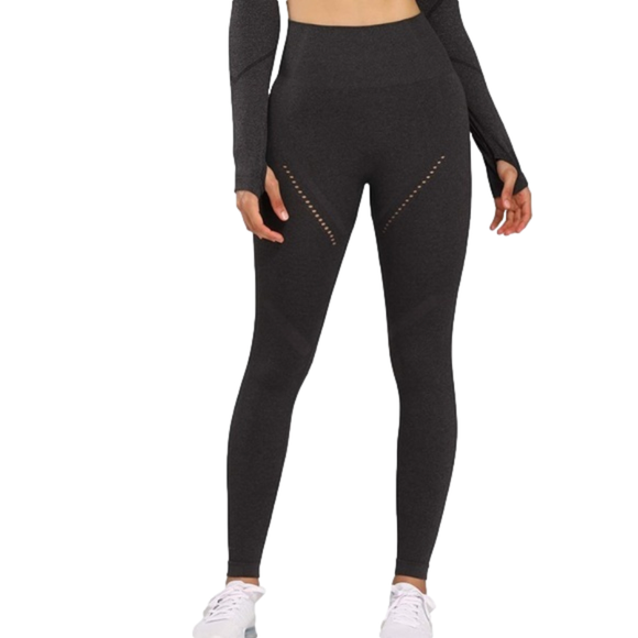 WORN 1X, Womens High Waist Workout Seamless Leggings, charcoal‎ grey, S - Picture 1 of 11